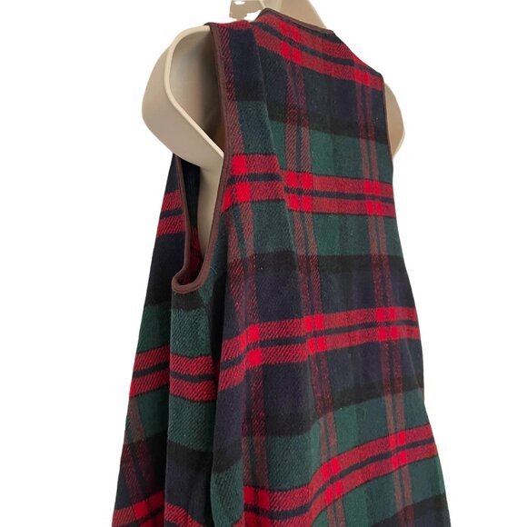 Davi & Dani Plaid Wrap Cardigan Womens Red Green Blue Open Front Sleeveless Sz S - Picture 13 of 14